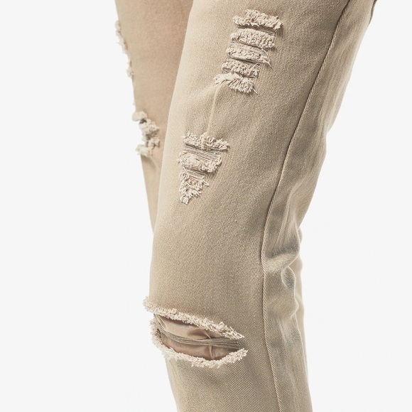 Copper Rivet Khaki Pants with Rips - Picture 8 of 9